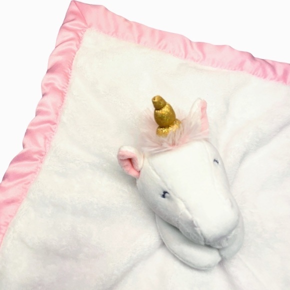 Carters Unicorn Lovey Girls Security Blanket Plush White Pink Cuddle Buddy Satin - Picture 6 of 12